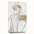 Abstract minimalist wall art displayed in a side view, featuring an acrylic glass frame with contemporary design, secured with decorative pins. Perfect for modern home decor.