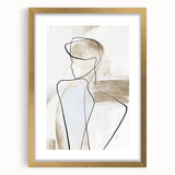 Elegant abstract minimalist wall art featuring a gold frame and mat, designed to enhance modern decor with its sophisticated aesthetic and clean lines.