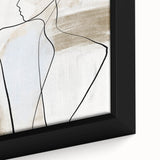 Abstract minimalist wall art design showcasing soft pastel colors in a framed canvas, emphasizing geometric shapes and clean lines, perfect for modern decor.