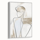 Abstract minimalist wall art featuring a white background, framed in a sleek black frame, showcasing a contemporary design ideal for modern interior decor.