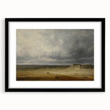 Romanticism Art: "Plowed Field and Village" Landscape Canvas Print