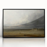 Romanticism Art: "Plowed Field and Village" Landscape Canvas Print