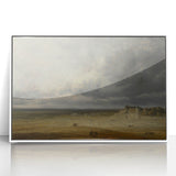 Romanticism Art: "Plowed Field and Village" Landscape Canvas Print