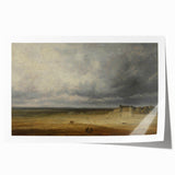 Romanticism Art: "Plowed Field and Village" Landscape Canvas Print