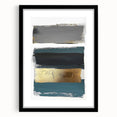 Abstract minimalist framed artwork with a matte black finish, showcasing geometric patterns and soft color gradients, ideal for modern home decor.