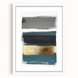 Minimalist white-framed abstract artwork with a mat, showcasing smooth lines and soft colors, ideal for modern home decor or office spaces.