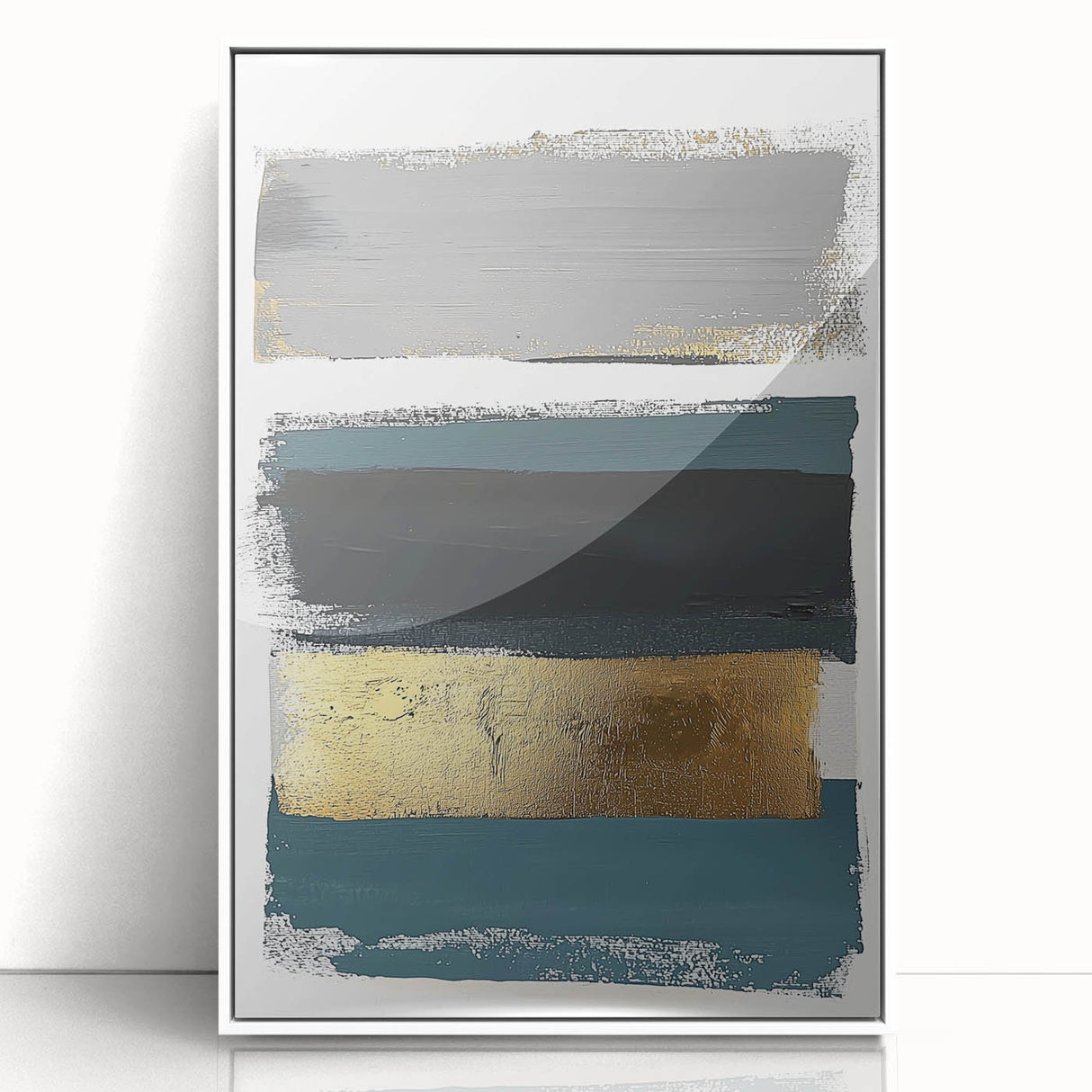Framed minimalist acrylic wall art showcasing an abstract design in soft white tones, perfect for modern decor, enhancing any living space with elegance.