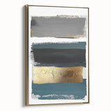 Framed minimalist abstract canvas art in gold tones, showcasing elegant geometric designs. Perfect for modern interior decor, adding sophistication to any space.