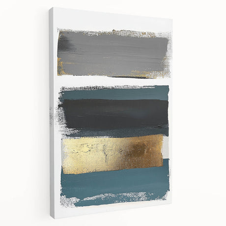 Abstract minimalist stretched canvas artwork showcasing a modern design with soft pastel colors, viewed from the side, ideal for contemporary interior decor.