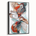 Framed minimalist black abstract canvas artwork displaying a sleek side view, perfect for modern home decor and artistic interiors. Ideal for enhancing contemporary spaces.