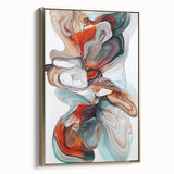Framed minimalist abstract canvas art with a gold finish showcased in a side view, highlighting its sleek design and elegant aesthetic, perfect for modern decor.