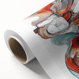 Abstract minimalist rolled canvas artwork showcasing soft pastel colors and geometric shapes, elegantly packaged in a protective cardboard tube, perfect for modern decor.