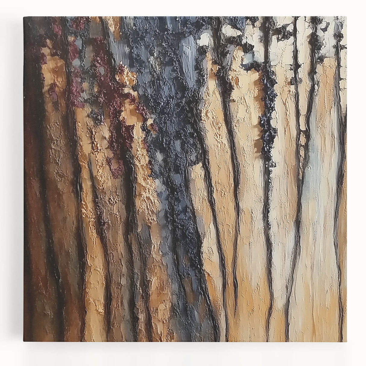 Textured Abstract Forest Wall Art – Modern Canvas & Framed Print