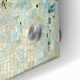 Close-up of an abstract minimalist acrylic art piece showcasing fluid, swirling colors of blue and gold, emphasizing a modern aesthetic for contemporary decor.