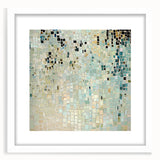 Minimalist abstract framed artwork with a white mat, showcasing geometric shapes in soft pastel colors, perfect for modern home decor or office interiors.