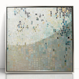 Framed acrylic artwork featuring a minimalist silver abstract design, showcased from the front, perfect for modern home decor and stylish interior enhancement.