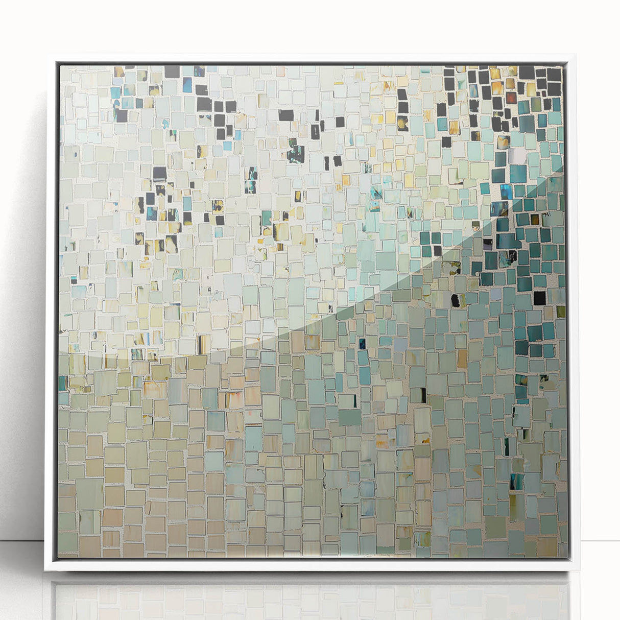Abstract minimalist framed acrylic artwork showcasing a sleek white design, ideal for modern home decor. Perfect for adding a touch of elegance to living spaces.