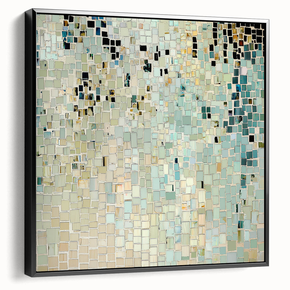 Framed minimalist abstract wall art in black, showcasing a sleek side view. Ideal for modern decor, this canvas adds a touch of elegance to any space.