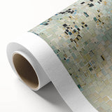 Abstract minimalist rolled canvas artwork featuring soft pastel colors and geometric shapes, elegantly packaged in a protective cardboard tube for shipping. This design adds a contemporary touch to any modern home decor.