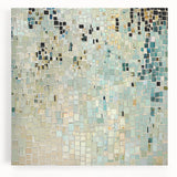 Abstract minimalist stretched canvas artwork showcasing soft pastel colors and geometric shapes, perfect for modern home decor. Ideal for enhancing living spaces with a contemporary touch.