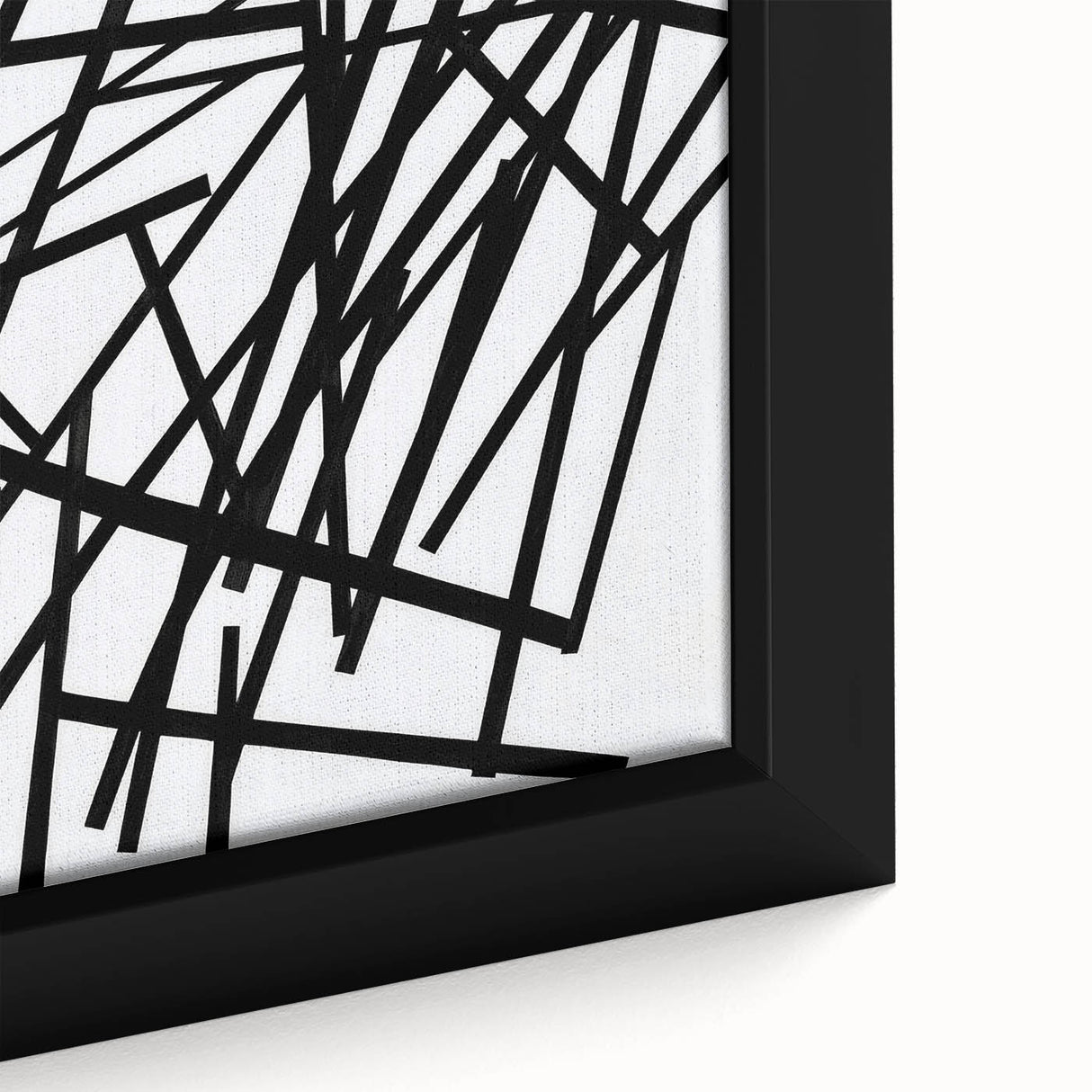 Close-up of a minimalist abstract framed canvas artwork showcasing soft pastel colors and geometric shapes, perfect for modern home decor or office spaces.