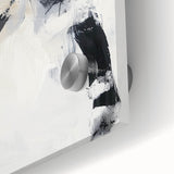 Close-up view of a minimalist abstract acrylic and glass design, showcasing a blend of soft colors and intricate patterns, ideal for modern home decor.