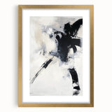 Minimalist abstract framed artwork with a gold mat, showcasing elegant lines and muted colors, perfect for modern home decor and sophisticated interiors.