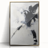 Framed minimalist abstract art piece showcasing elegant gold accents on a clear acrylic background, perfect for modern home decor. Ideal for adding sophistication to any room.