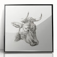 Romanticism Art Print: Head of a Cow - Timeless Sketch by Jean Bernard