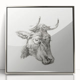 Romanticism Art Print: Head of a Cow - Timeless Sketch by Jean Bernard