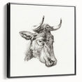 Romanticism Art Print: Head of a Cow - Timeless Sketch by Jean Bernard