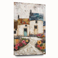 Abstract architectural wall art piece with a side view showcasing vibrant colors and geometric patterns, mounted on acrylic glass with visible pins for a modern touch. Ideal for contemporary interior decoration and art enthusiasts.