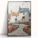 Framed abstract architecture wall art in silver acrylic, showcasing geometric shapes and modern design elements, perfect for contemporary home decor.