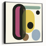 Abstract geometric framed canvas artwork showcasing a striking black and white design, highlighting bold shapes and lines, perfect for modern decor.