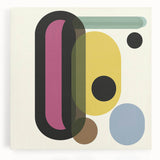Abstract geometric canvas artwork displaying vibrant colors and dynamic shapes, perfect for modern home decor. Ideal for art enthusiasts seeking unique, contemporary designs.