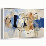 Abstract splatter art canvas with a white frame, showcasing vibrant colors and dynamic patterns, perfect for modern home decor or art enthusiasts.