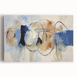 Abstract splatter art canvas featuring vibrant colors and dynamic patterns, perfect for modern home decor, showcasing artistic flair and creativity in a stretched format.