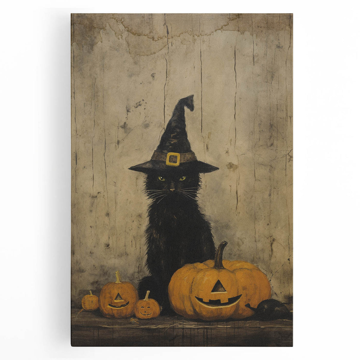 Halloween Wall Hangings - Witch Cat and Jack O Lanterns