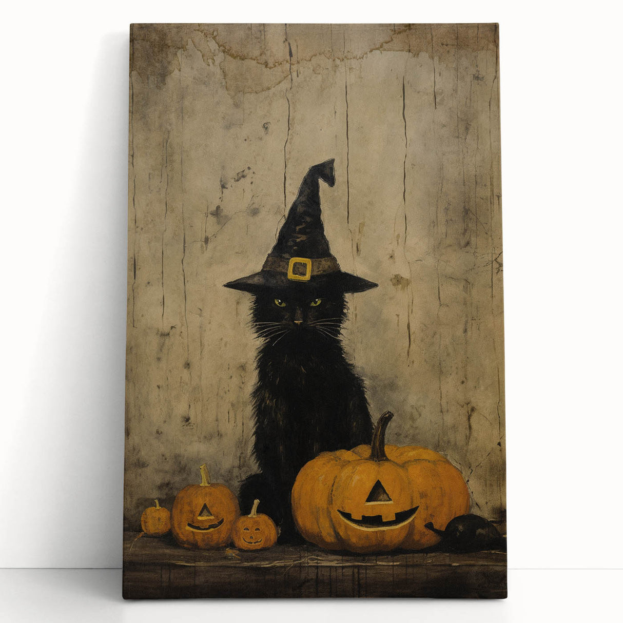 Halloween Wall Hangings - Witch Cat and Jack O Lanterns