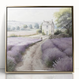 Framed acrylic wall art featuring a serene countryside landscape with rolling hills and golden hues, perfect for enhancing home decor and creating a tranquil atmosphere.