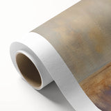 Rolled canvas artwork showcasing a vibrant countryside landscape with rolling hills and a clear blue sky, elegantly packaged in a protective cardboard tube for safe shipping.