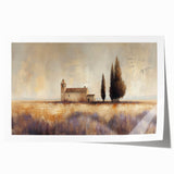 Countryside landscape rolled print showcasing vibrant green fields and a serene blue sky, elegantly packaged in a protective cardboard tube for easy shipping and display.