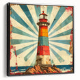 Framed wall art featuring a scenic lighthouse landscape on canvas, showcasing vibrant colors and intricate details, perfect for coastal-themed home decor.