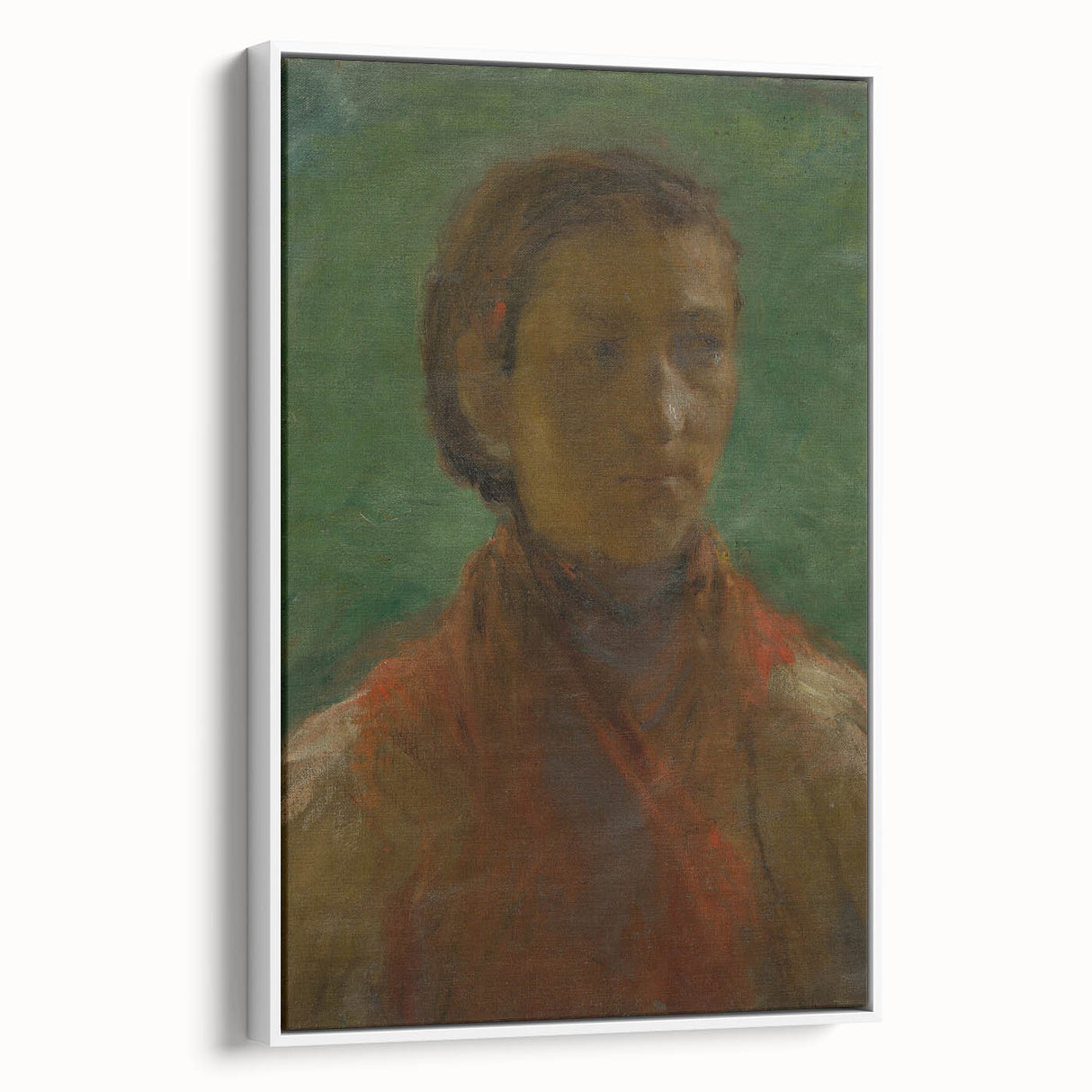 Realism Art Print - The Girl in the Red Dress, Expressive Canvas Portrait