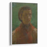 Realism Art Print - The Girl in the Red Dress, Expressive Canvas Portrait