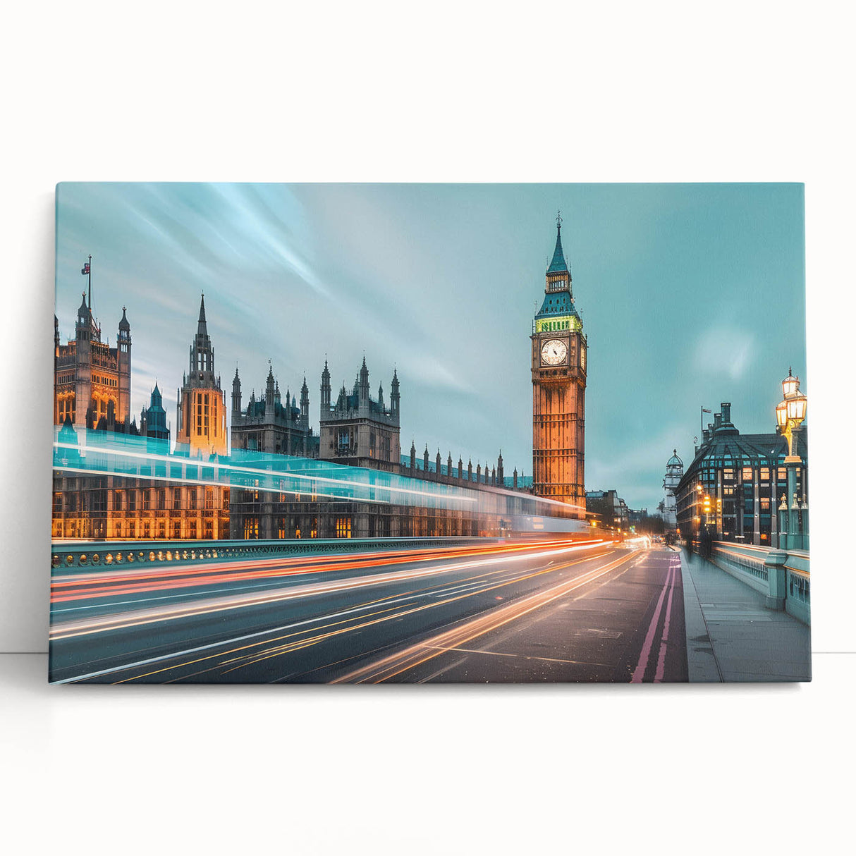 Large black and white canvas of the London skyline, ideal for kitchen wall art.