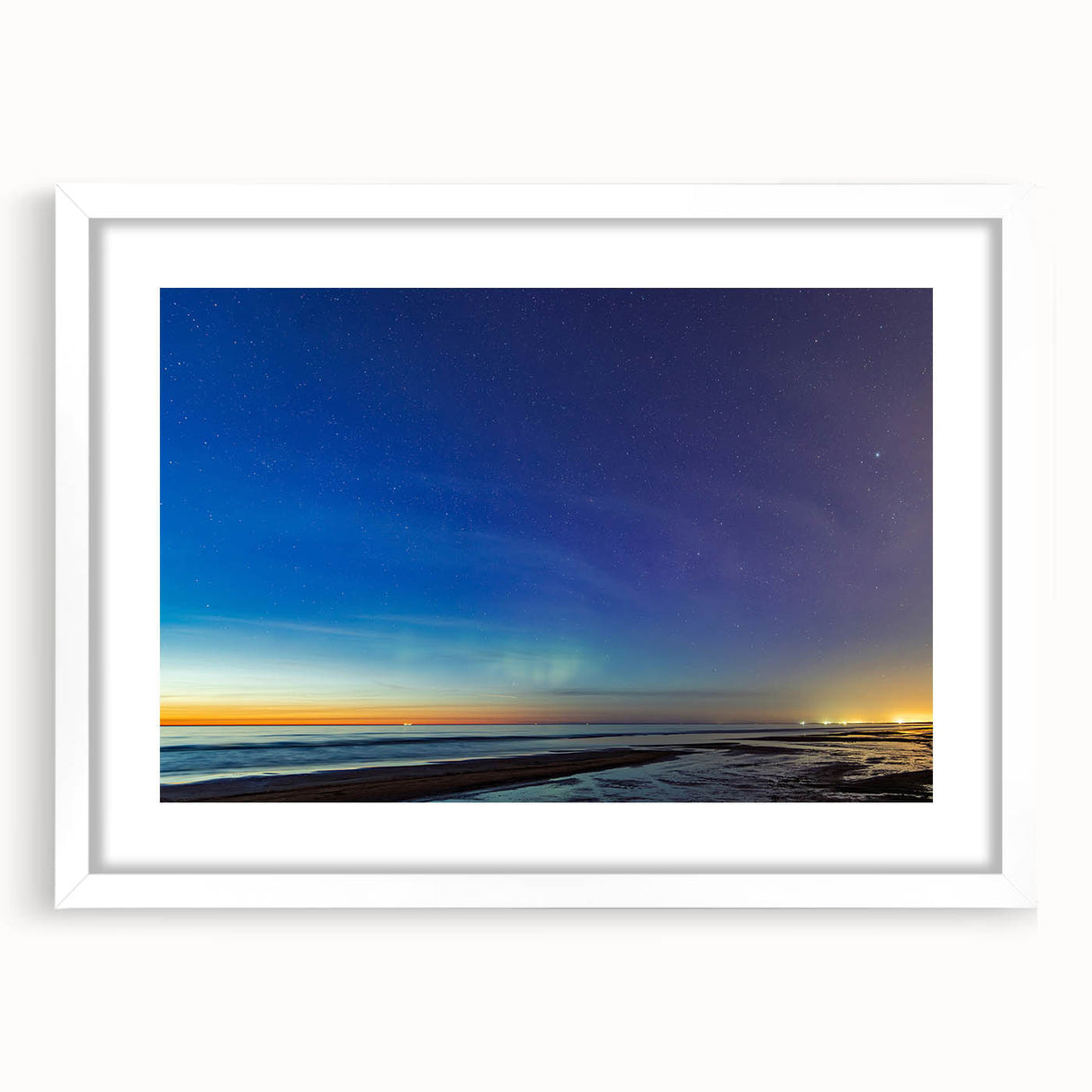 Textured abstract art print of a European scenery in Latvia, featuring muted earth tones on a framed white mat.