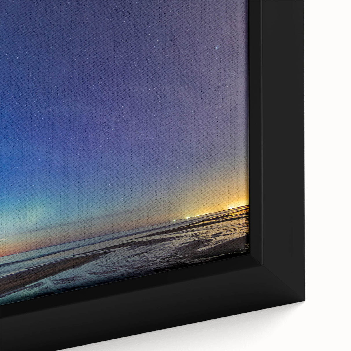 Extra large black wall art featuring textured, colorful European scenery on a framed canvas, ideal for living room decor.