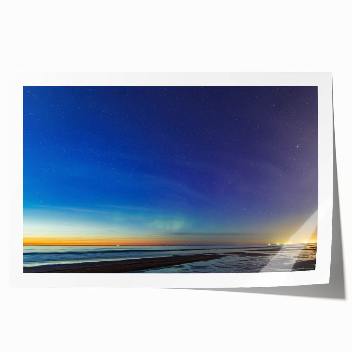 Extra large rolled print of a European scenic landscape in muted green and blue tones, ideal for dining room wall art.