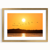 Extra large abstract art print of colorful, textured scenery from Mexico's Yucatan on a gold-framed canvas.